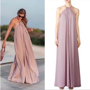 KaufmanFranco Halter Neck Sleeveless Open Back Flowy Maxi Dress Violet Sz M